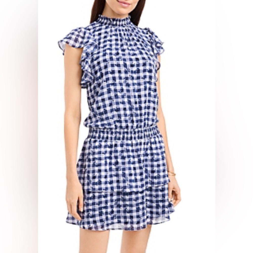 1. State mock neck flutter mini dress